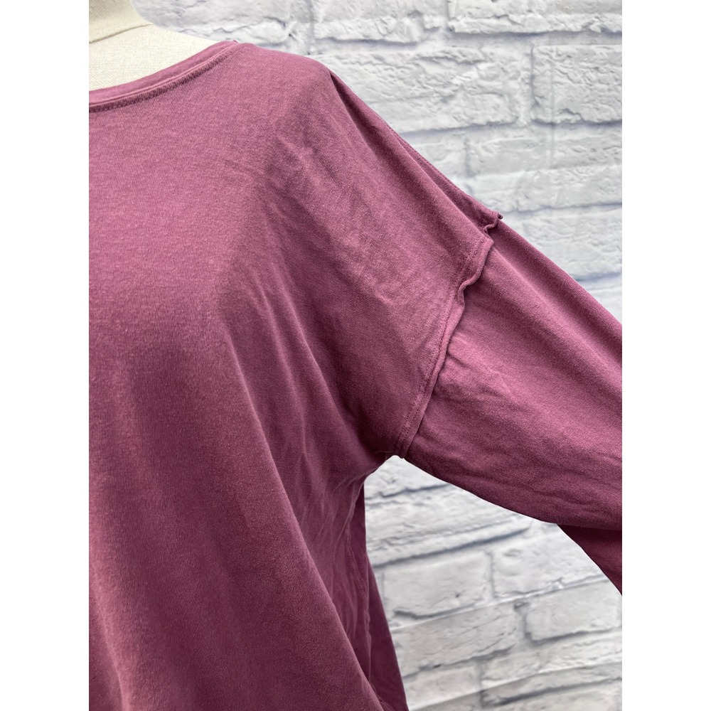 We The Free Top Womens XS Purple Good Long Sleeve Exposed Seam Cotton - Picture 3 of 6